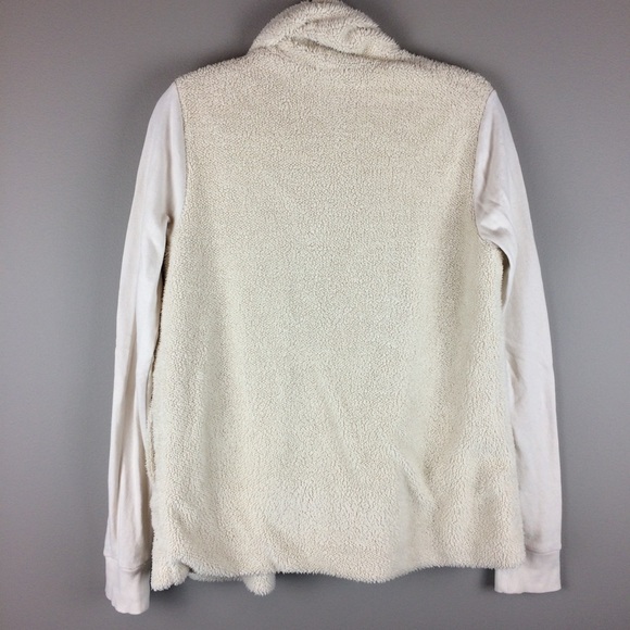 X Theory fleece open front cream cardigan pockets - Picture 7 of 7